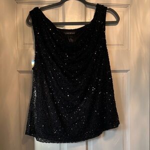 Lane Bryant Black Sequin Drape Blouse